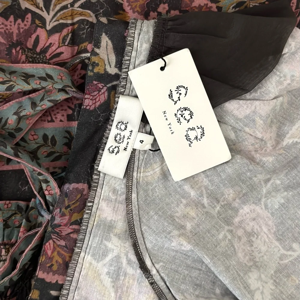 NWT SEA New York Midi Tess Print Puff Sleeve Smocked Dress - Picture 7 of 11